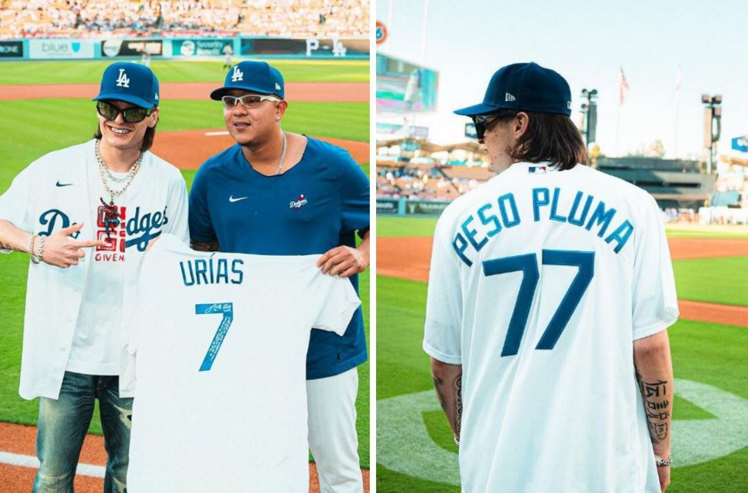 Peso Pluma lanza primera bola a Julio Urías con juego de Dodgers - Grupo  Milenio