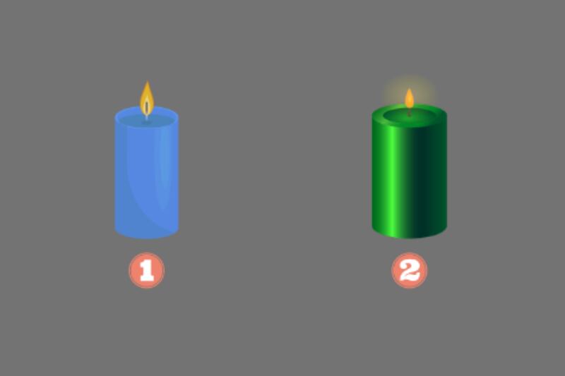 Dos opciones para elegir en este test de personalidad: una vela azul y otra verde.