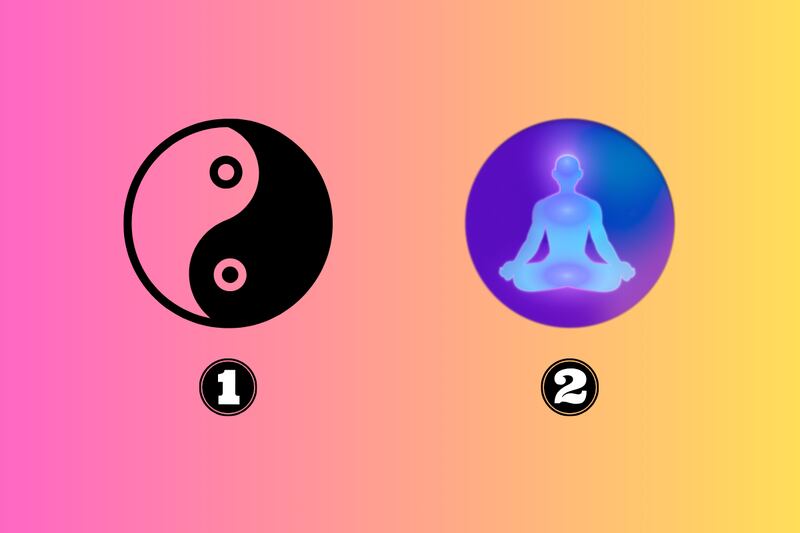 Dos opciones: Un ying yang y un hombre meditando.