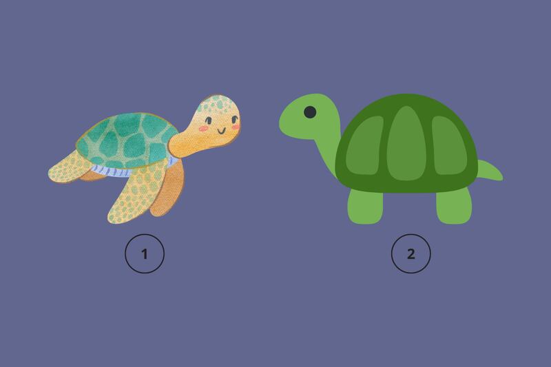 dos tortugas en este test de personalidad: una nadadora y otra de tierra.