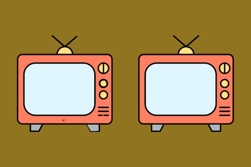 Test visual donde hay dos televisores que parecen iguales, pero que tienen diferencias entre ellos.