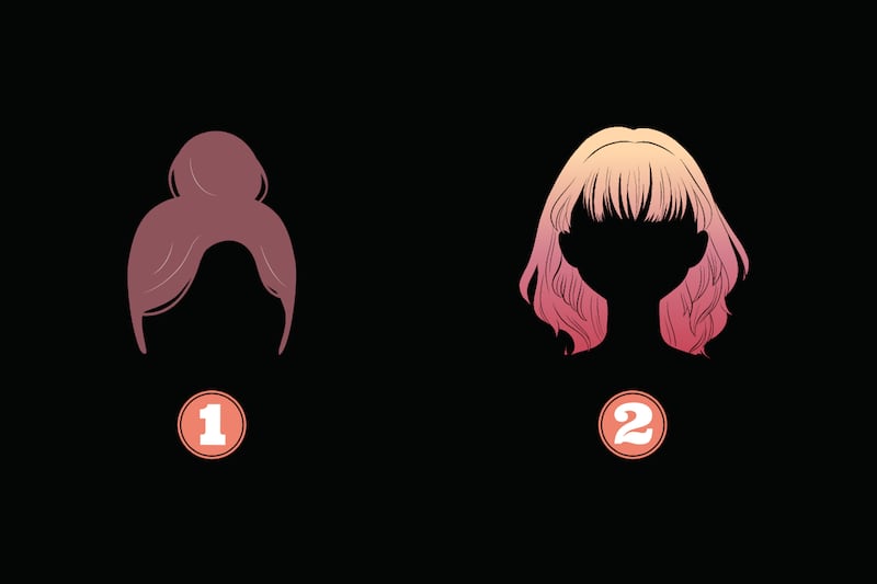 En este test de personalidad puedes elegir entre dos opciones de peinado: un tomate o el pelo suelto con un cintillo.