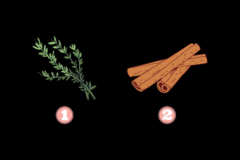 Dos opciones: unas hojas de romero y unos palos de canela.
