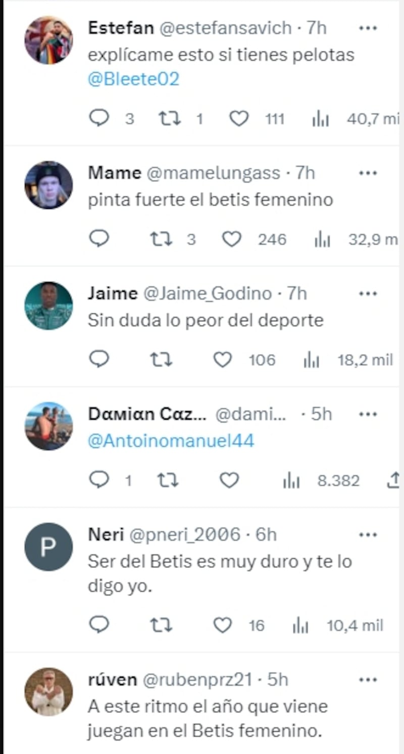 Comentarios de Twitter sobre Borja Iglesias y Aitor Ruibal.