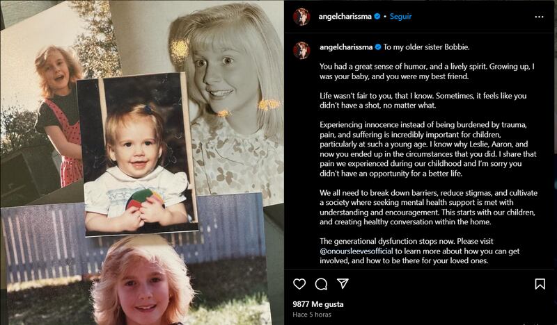 Angel Carter despide a su hermana Bobbie en Instagram