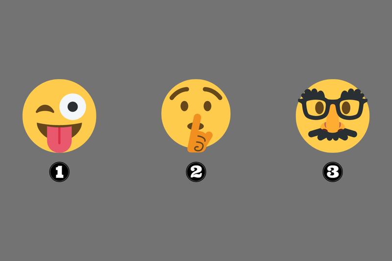 Tres emojis diferentes, entre los que puedes elegir en este test de personalidad.
