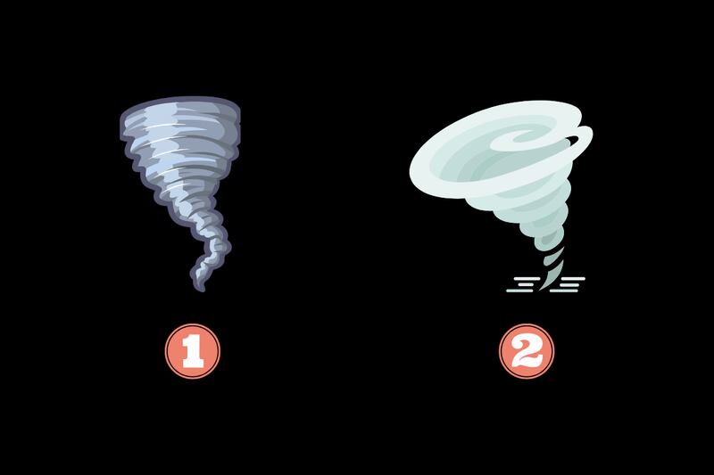 Dos tornados para este test de personalidad: uno más azulado y otro más blanco.