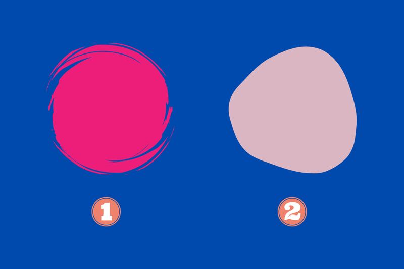 Dos opciones en este test de personalidad: un círculo definido fucsia y un círculo rosado.