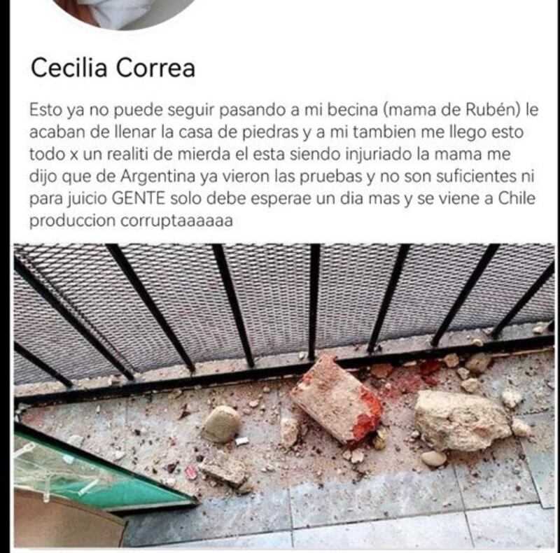 Cecilia Correa, vecina de la madre de Rubén Gutiérrez de "Gran Hermano" Chile denuncia ataque a casa de madre del ex jugador tras su expulsión del reality show.