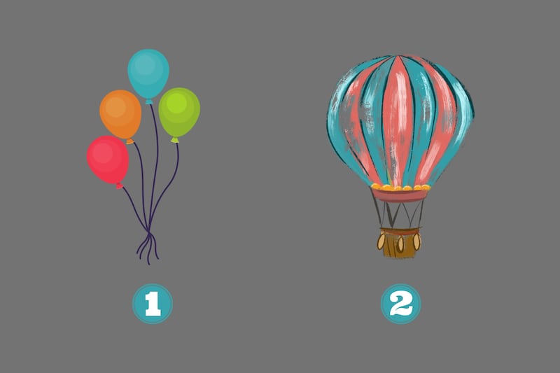 En este test de personalidad hay dos opciones: globos normales de cumpleaños y un globo aerostático.