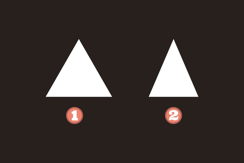 dos opciones en este test: un triángulo equilátero y otro isóseles.