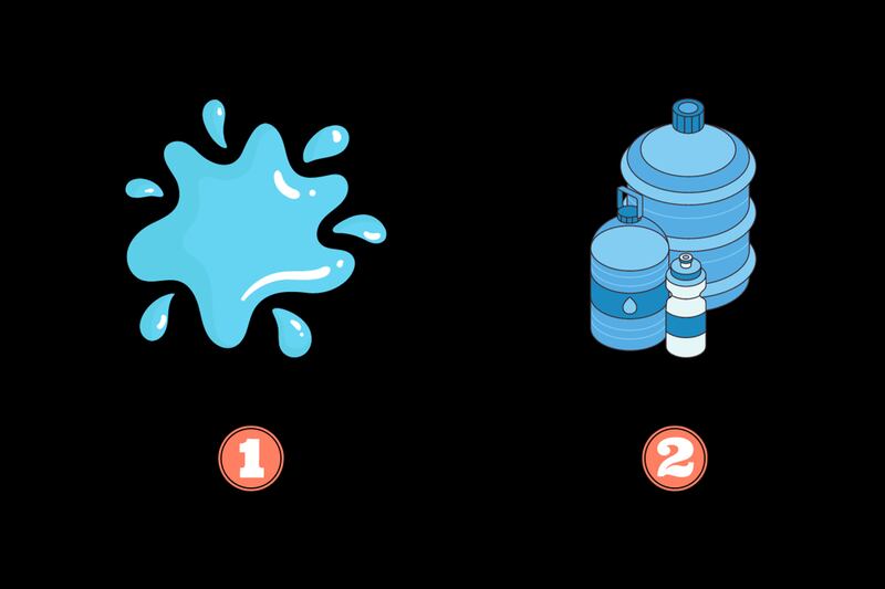 En este test de personalidad hay dos opciones: agua esparcida, y agua embotellada.