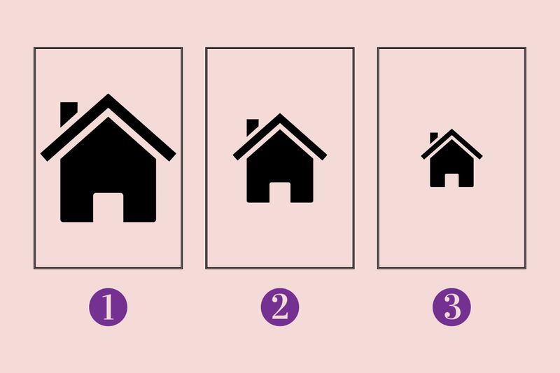 Tres portes de casas en este test de personalidad: una grande, otra mediana, y otra pequeña.