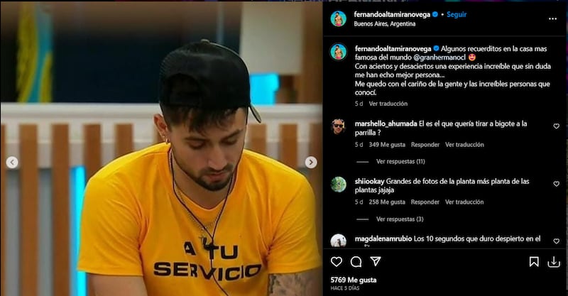 Fernando Altamirano, "Bambino" comparte rifa para volver al repechaje de "Gran Hermano" Chile en Instagram.
