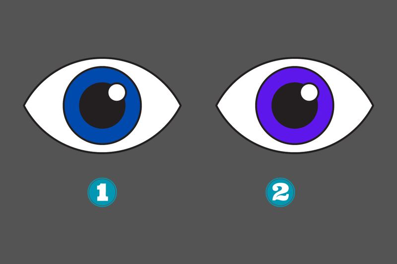 En este test de personalidad hay dos ojos: el primero azul; y el segundo morado.