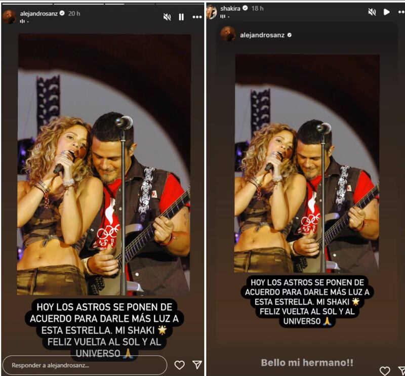 El mensaje de Alejandro Sanz y la respuesta de Shakira en su cumpleaños