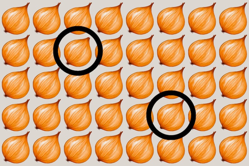 En este test visual hay muchas cebollas que parecen iguales, pero dos de ellas son diferentes.