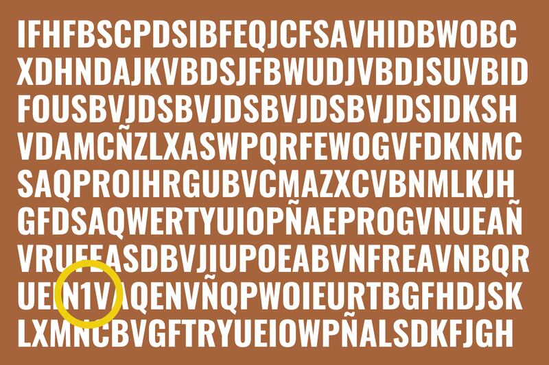 En este test visual hay muchas letras, y entre ellas se esconde un número uno.